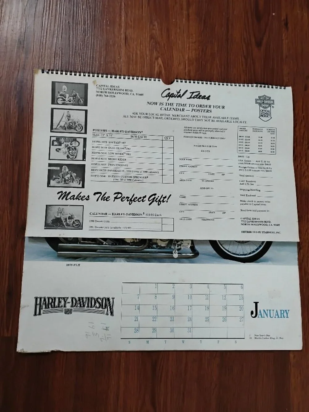 Harley-Davidson Motorcycle Dream Girls 1989 Calendar